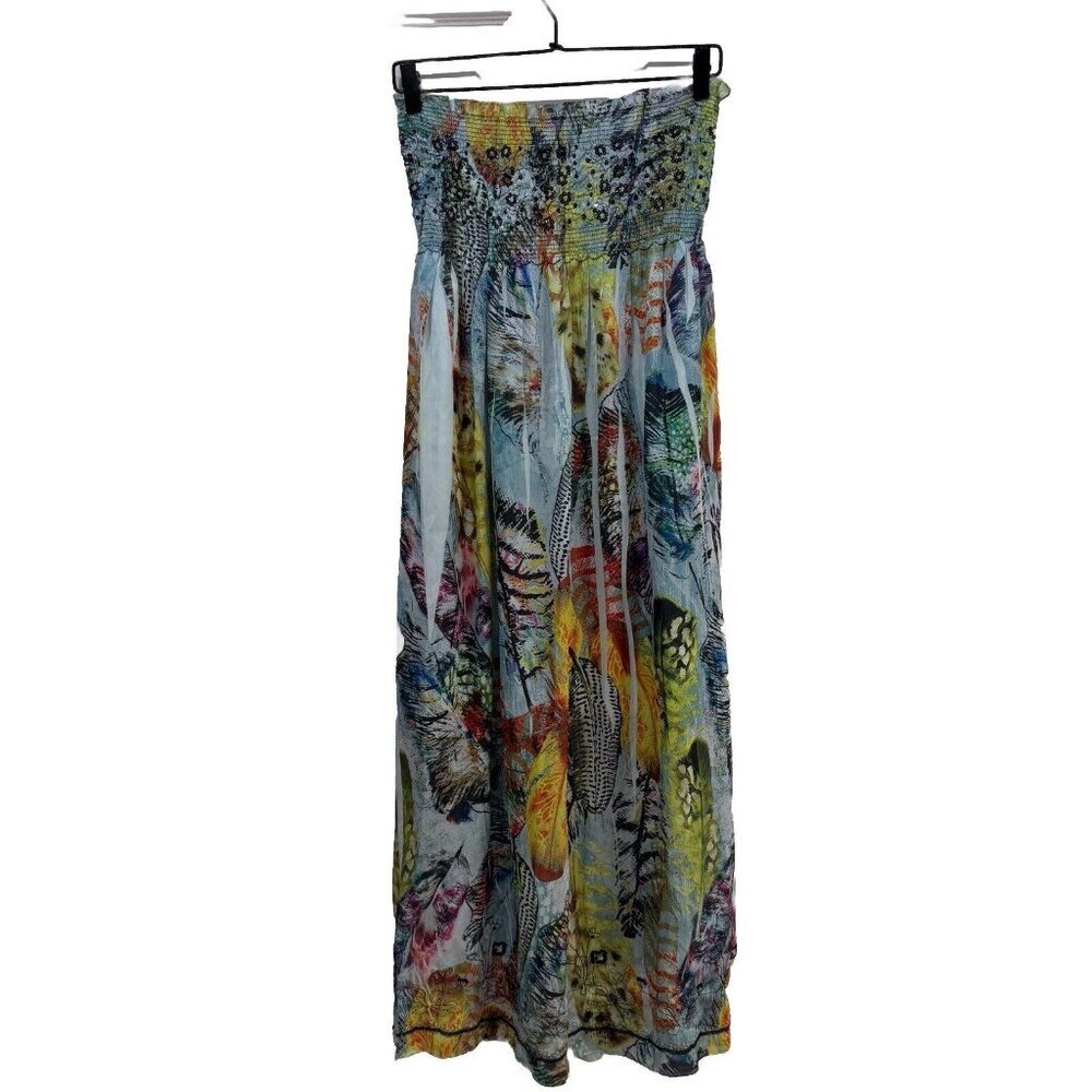 Women Lapis‎ Strapless Multicolor Floral Paisley Dress Onesize